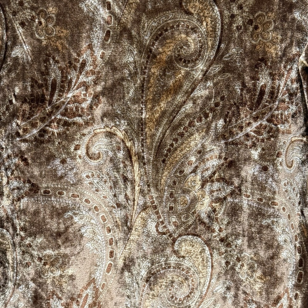 Vintage Paisley Soft Shimmer Velvet Top L Y2K Boho Whimsigoth Dark Cottage - Picture 9 of 9